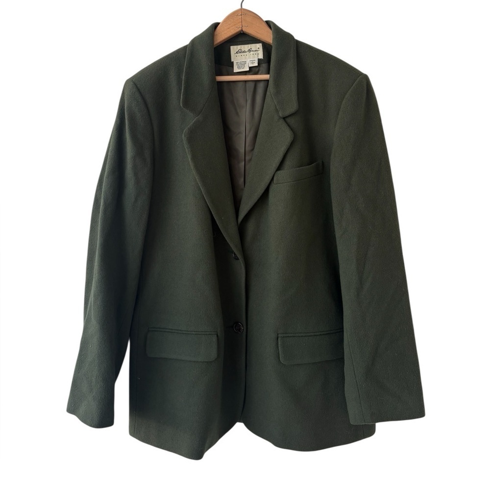 Vintage Eddie Bauer 100% Wool Blazer Women’s Large Green Made USA LARGE